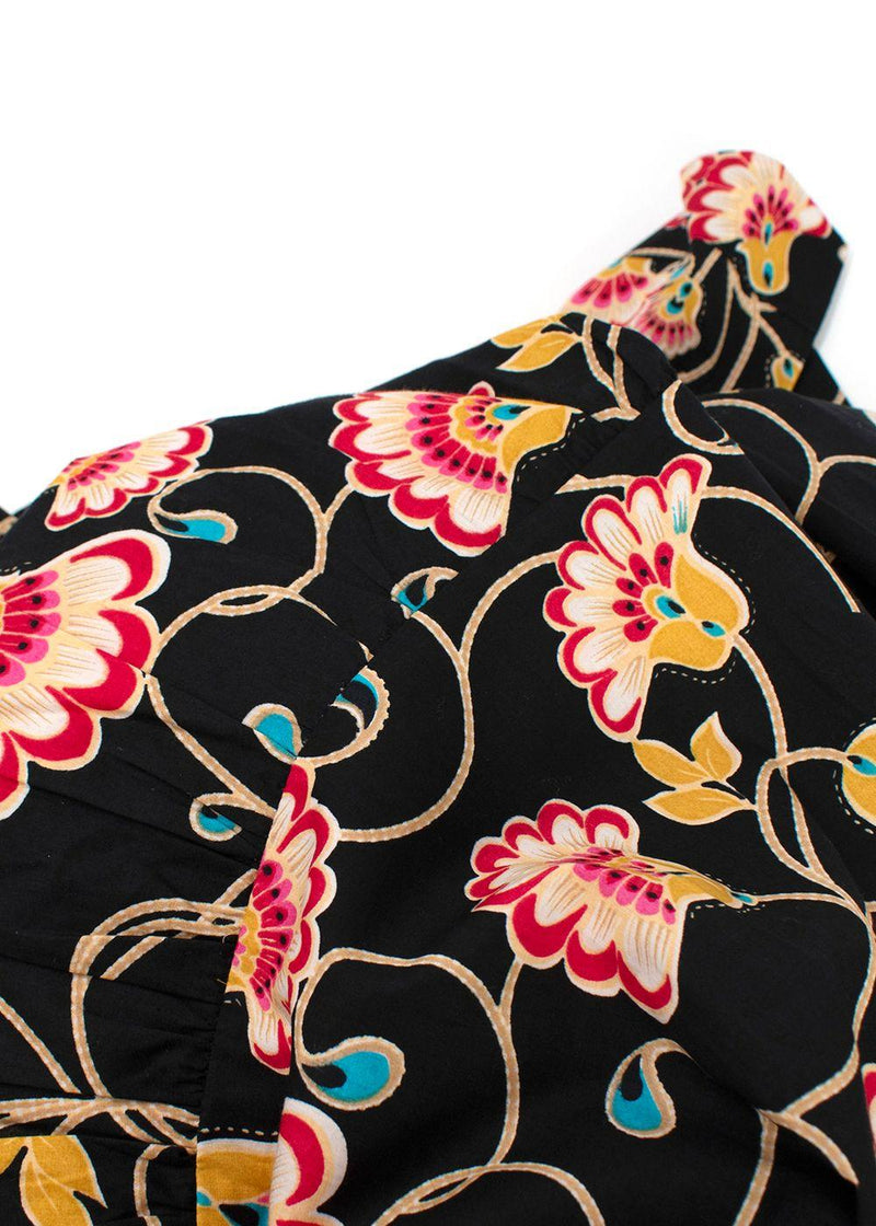 Elegant Embroidery Black Floral Embroidered Kaftan Dress