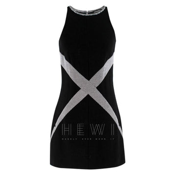 Chanel Black & SIlver Wool Blend Mini Dress