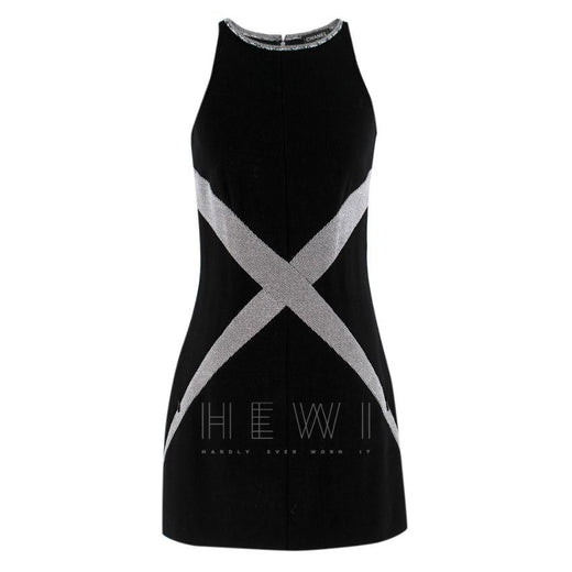 Chanel Black & SIlver Wool Blend Mini Dress