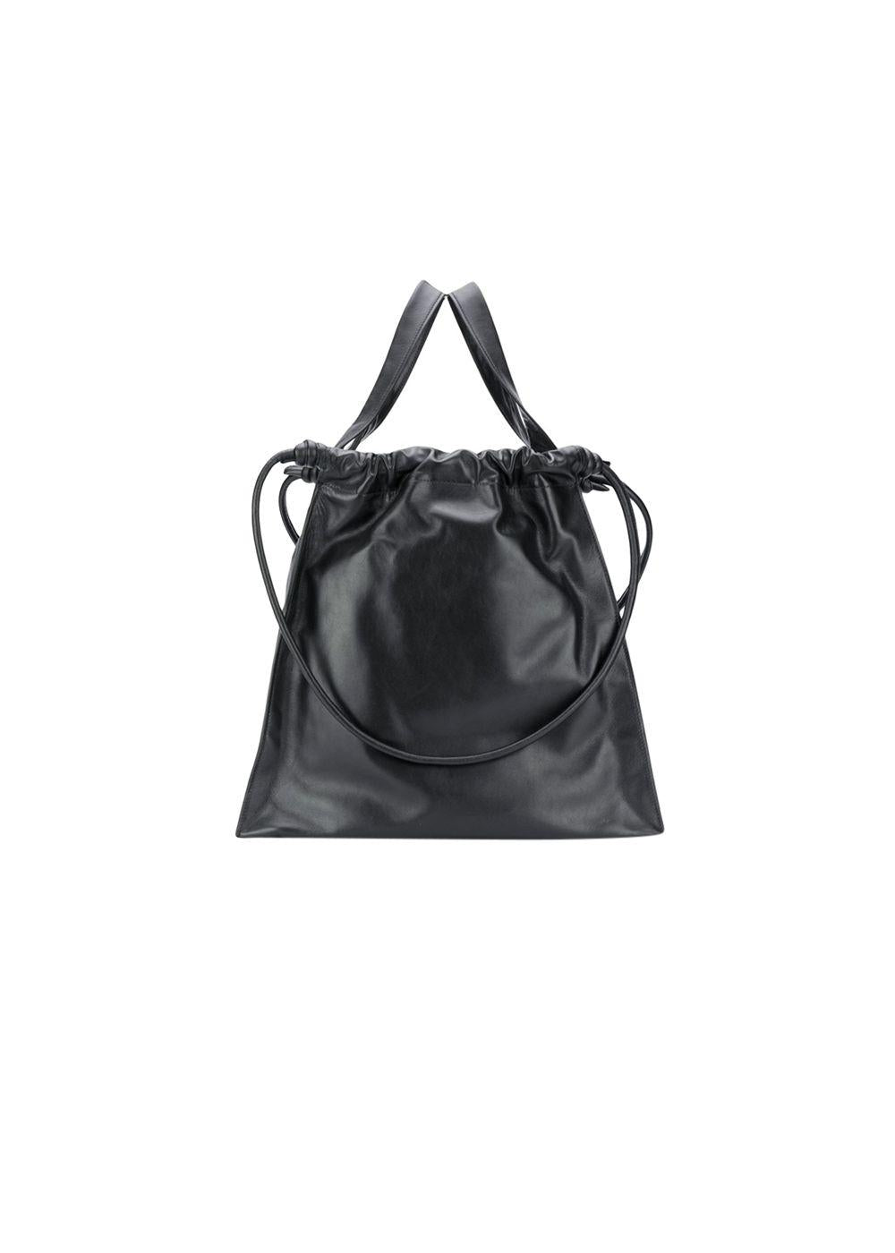 Black leather tote bag