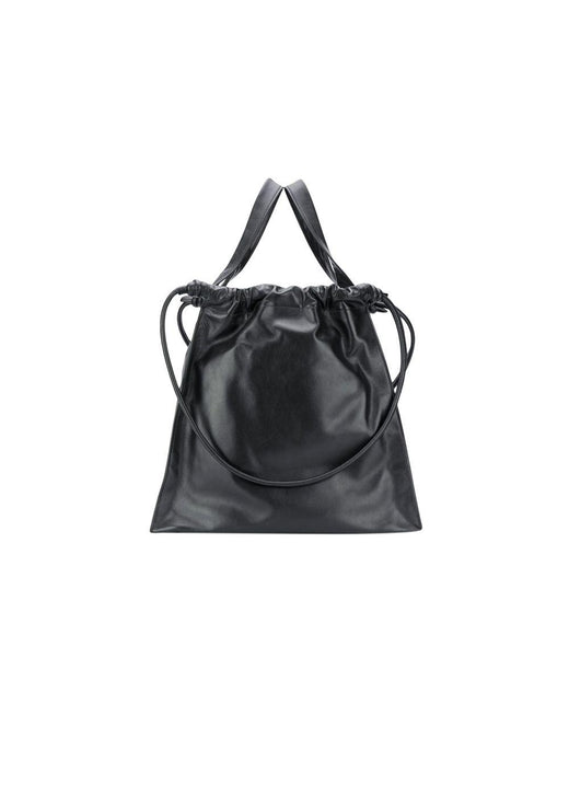 Black leather tote bag
