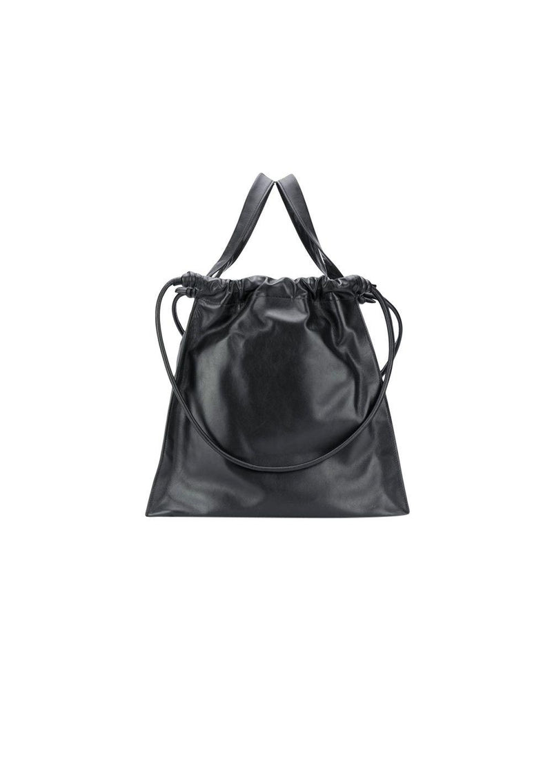 Black leather tote bag