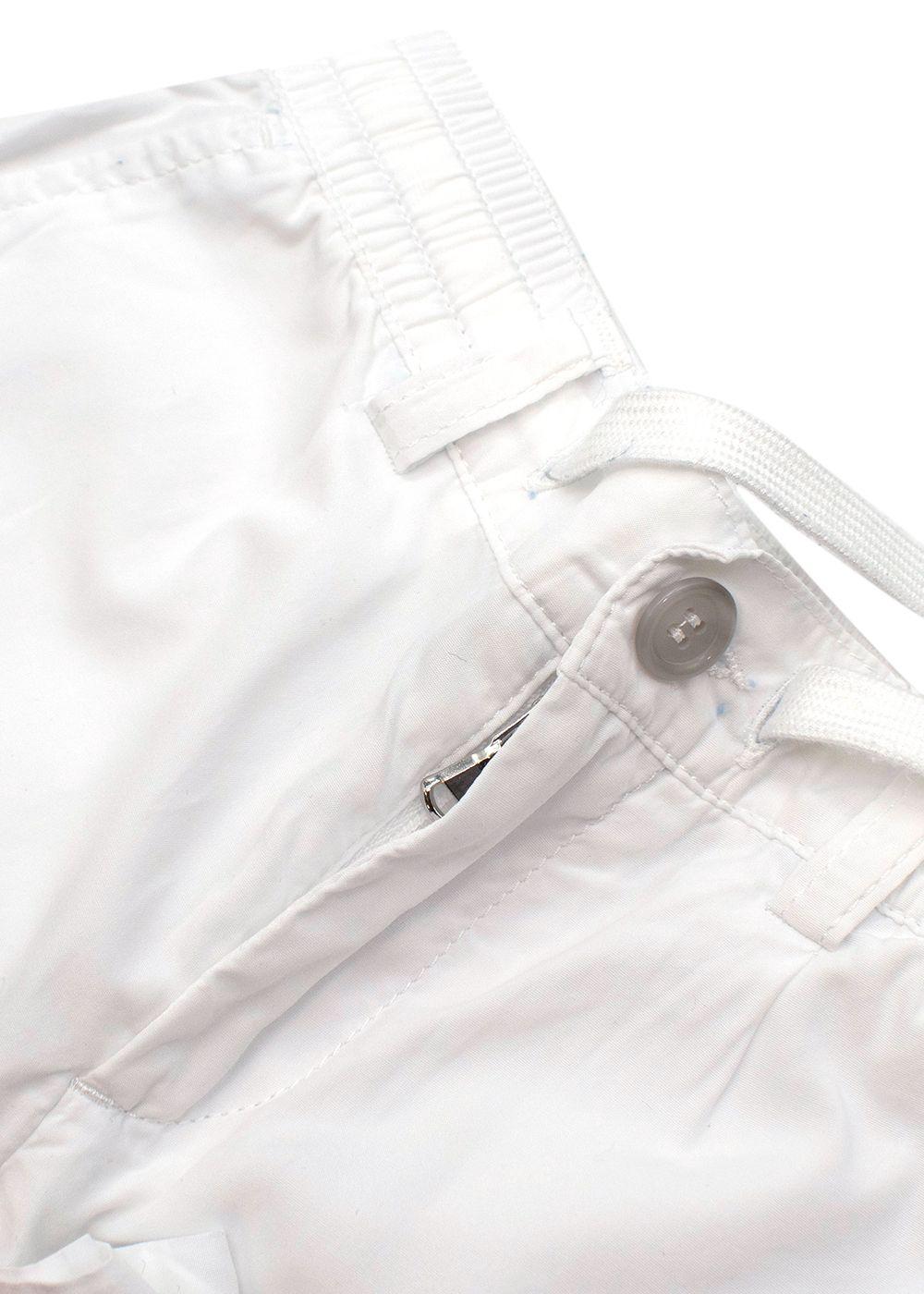 Kids White cotton cargo trousers