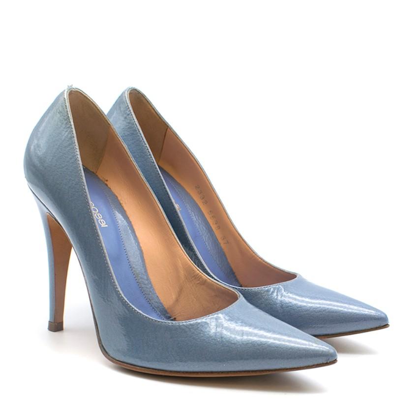 Sergio Rossi Blue Patent Leather Pointed Godiva Pumps
