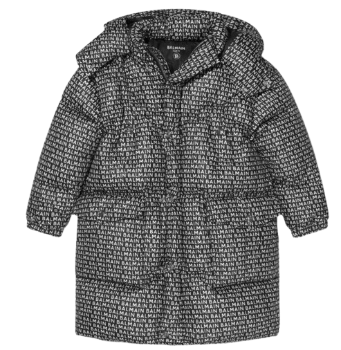 Balmain Black Logo Puffer Coat