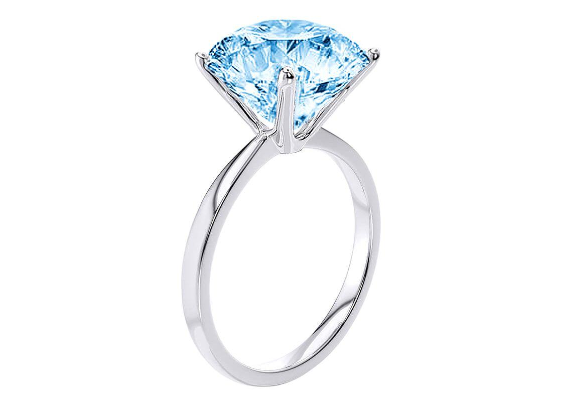 Verde 4.5ct IGI Certified Lab-grown Round Solitaire Cut Blue Diamond Ring