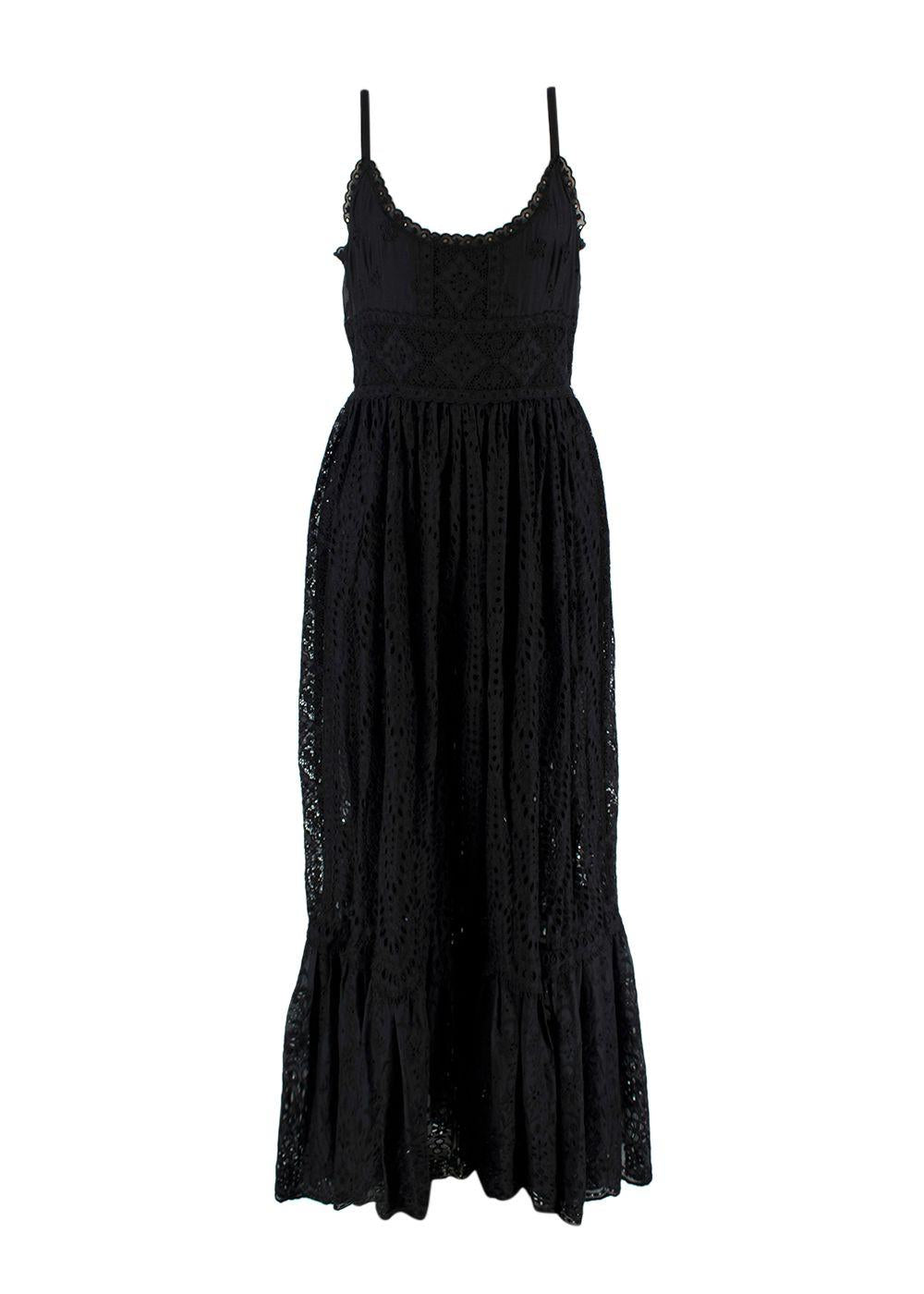Valentino Black Broderie Anglaise Maxi Dress