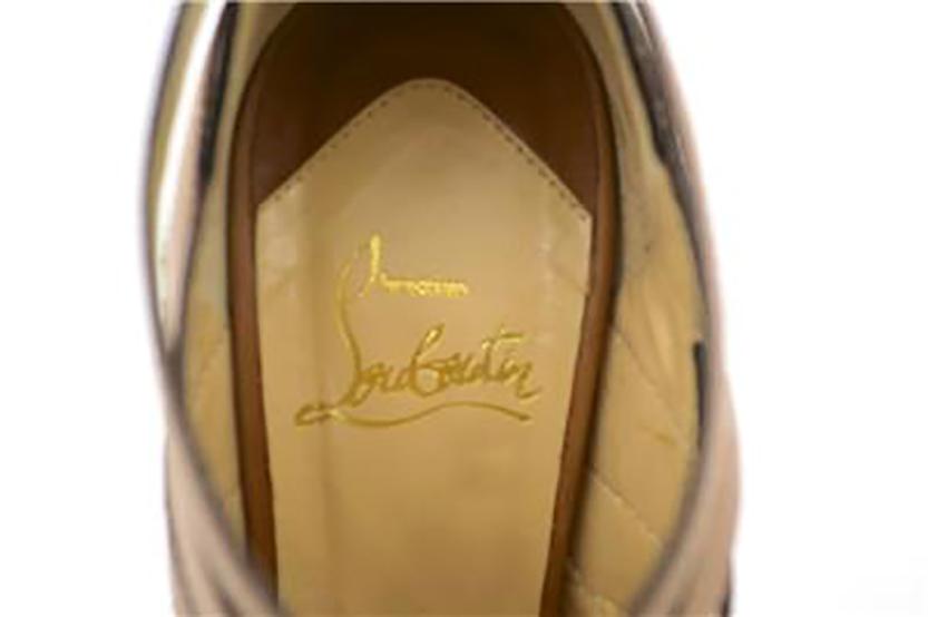 Christian Louboutin Brown Leather Peep-Toe Platform Cage Heels