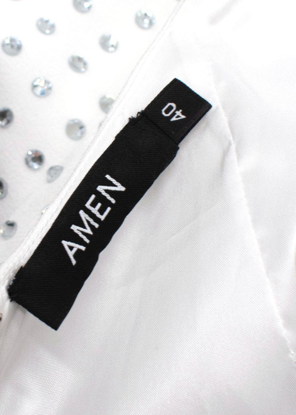 Amen White Rhinestone-Embellished Mini Dress