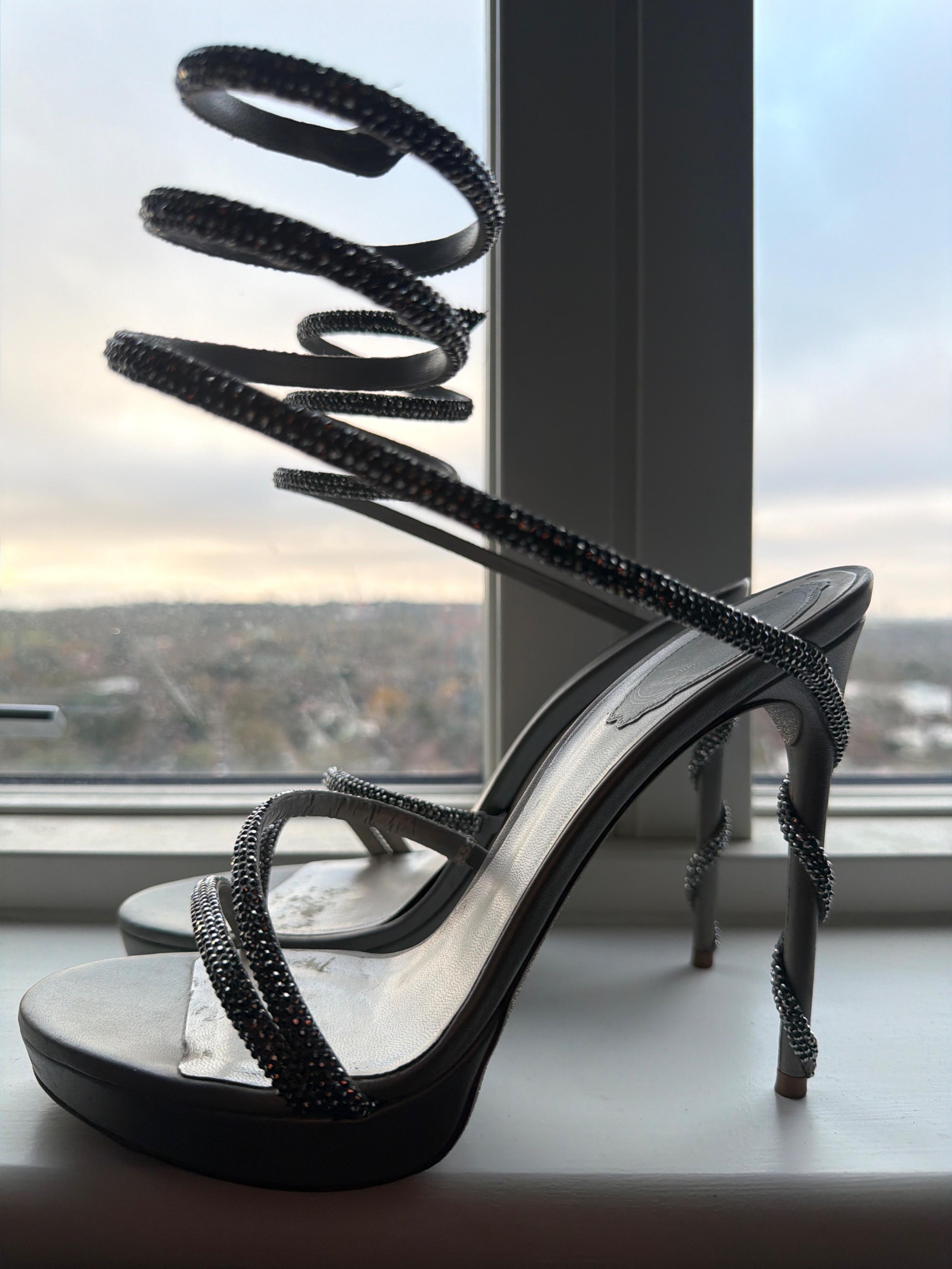 René Caovilla Silver Margot 120 Crystal-embellished Sandals