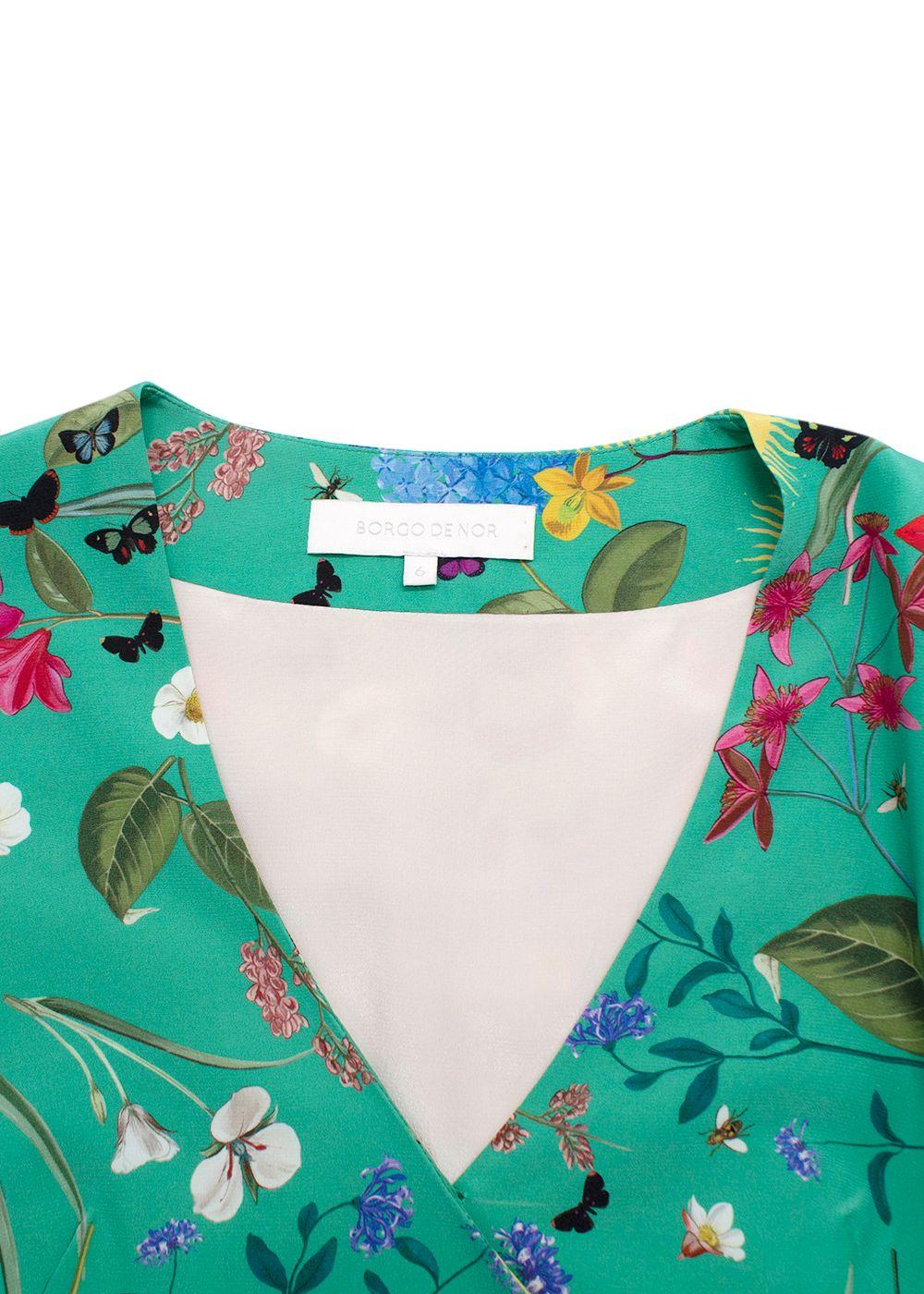 Borgo de Nor 100% Silk Floral-Print Midi Dress