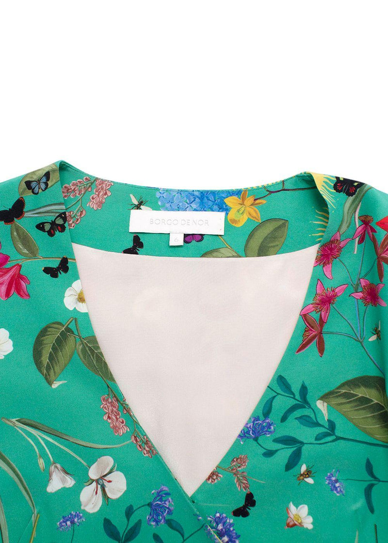 Borgo de Nor 100% Silk Floral-Print Midi Dress