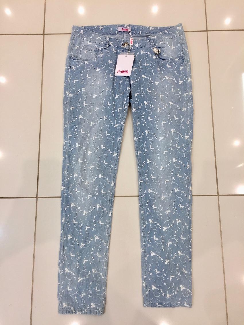 Blumarine Filigree Embroidered Pale Blue Jeans