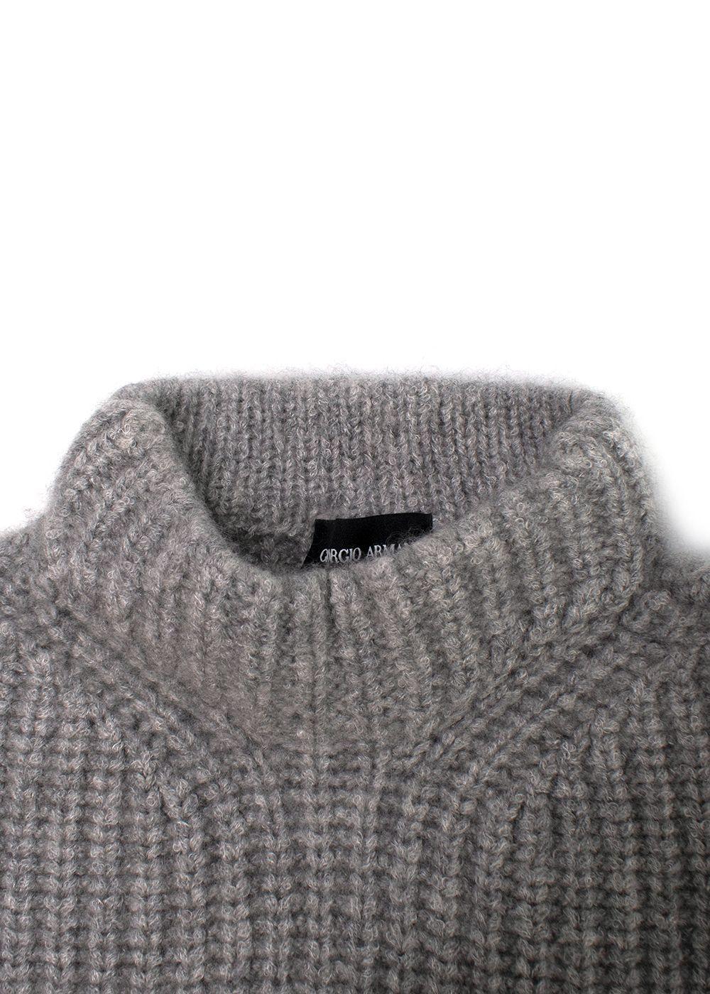 Giorgio Armani Grey Cashmere & Silk Mock-neck Jumper