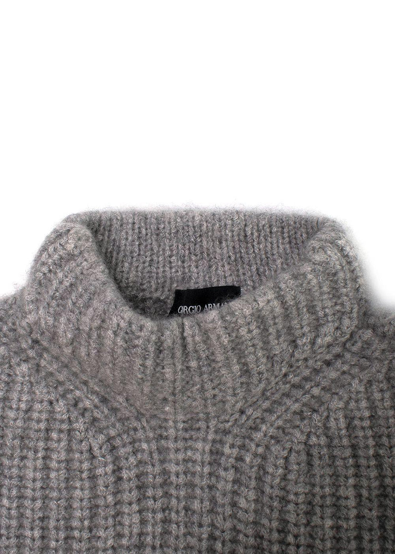 Giorgio Armani Grey Cashmere & Silk Mock-neck Jumper