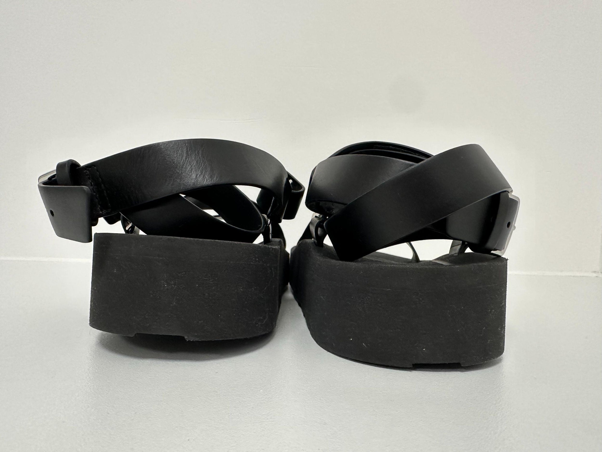 Hermes Black Leather and Rubber Galaxy Sandals