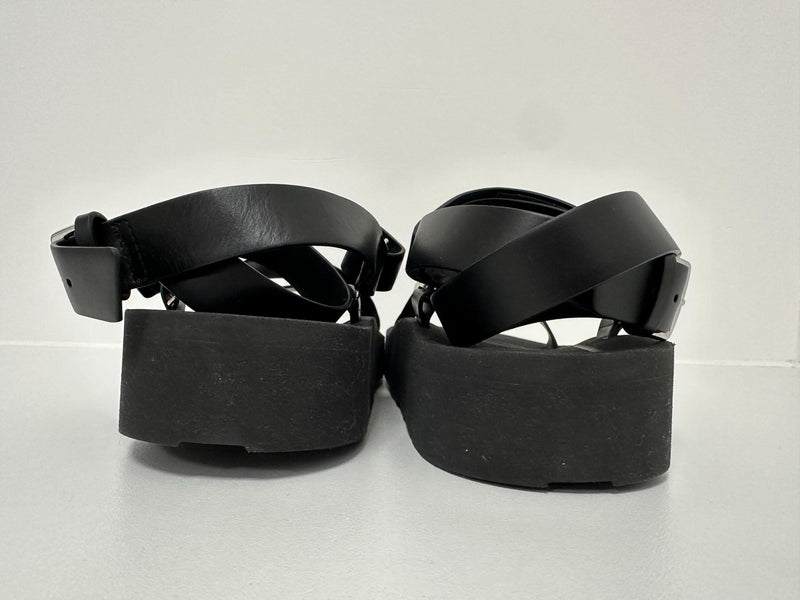 Hermes Black Leather and Rubber Galaxy Sandals