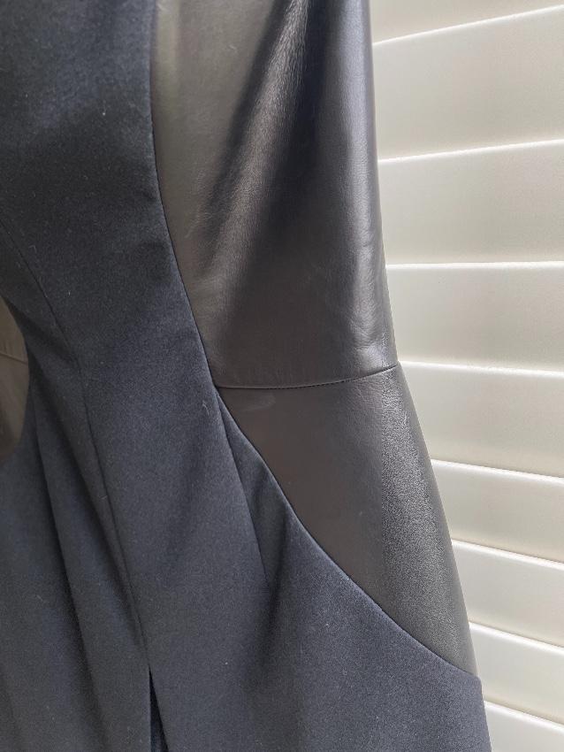 Yves Saint Laurent Vintage Black Leather Panelled Strapless Mini Dress