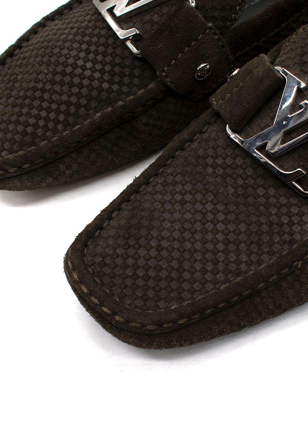 Louis Vuitton Khaki Suede Monte Carlo Slip On Loafers