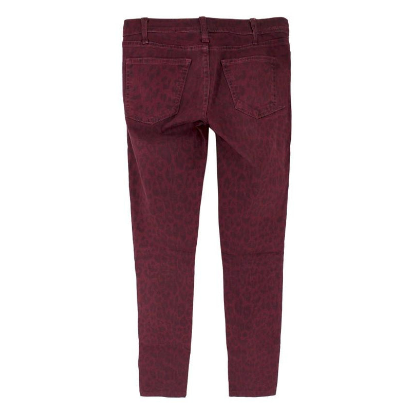 Current Elliott Burgundy Leopard Print Skinny Jeans