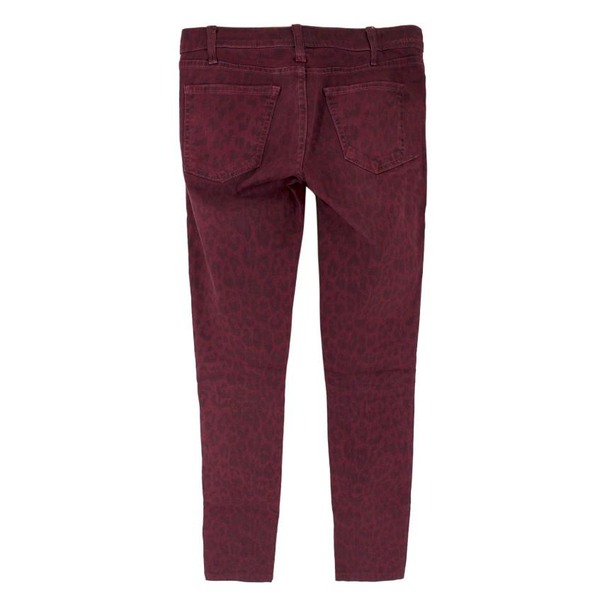 Current Elliott Burgundy Leopard Print Skinny Jeans