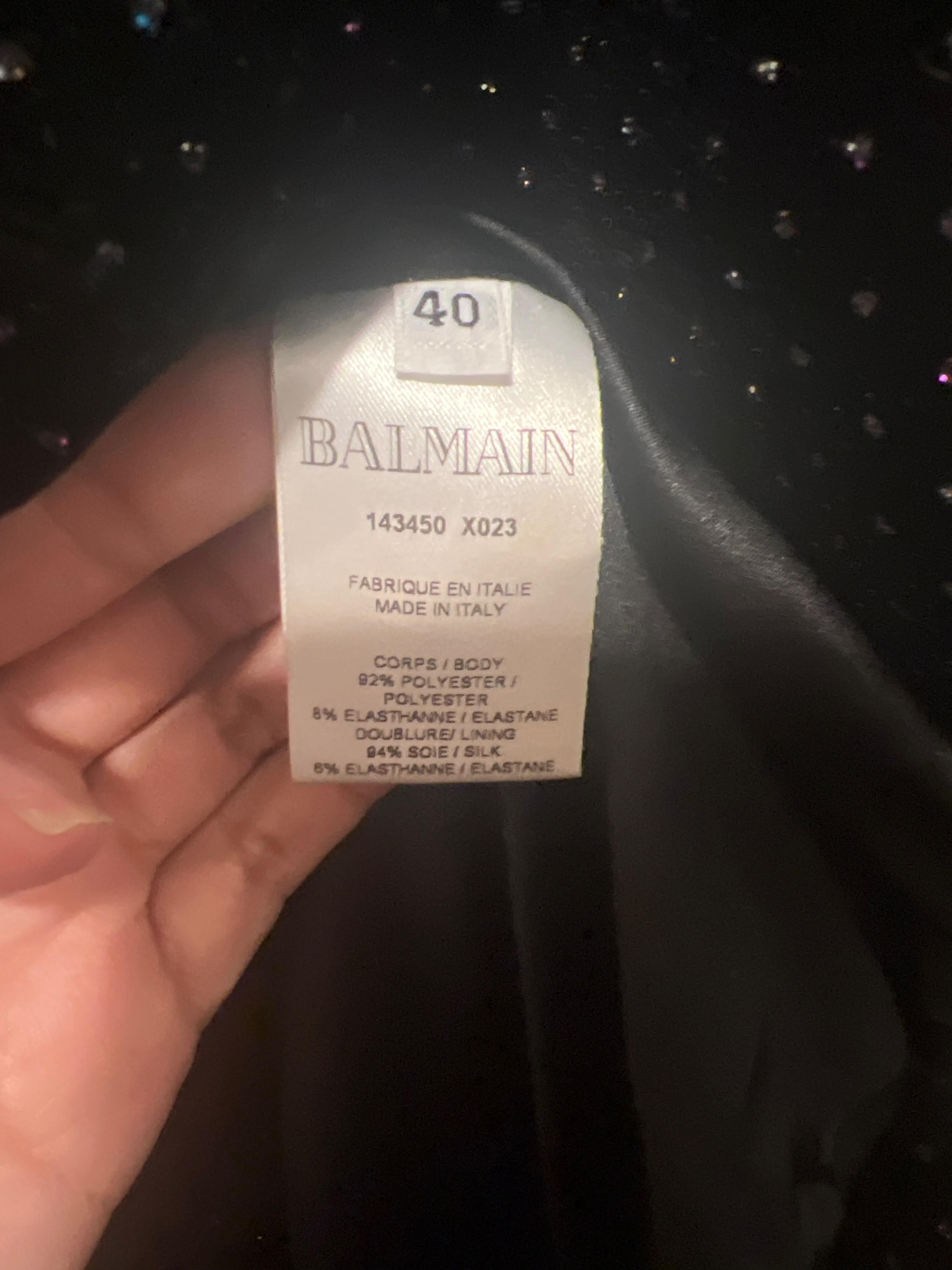 Balmain Black Velvet Embellished Mini Dress with Bow Detail