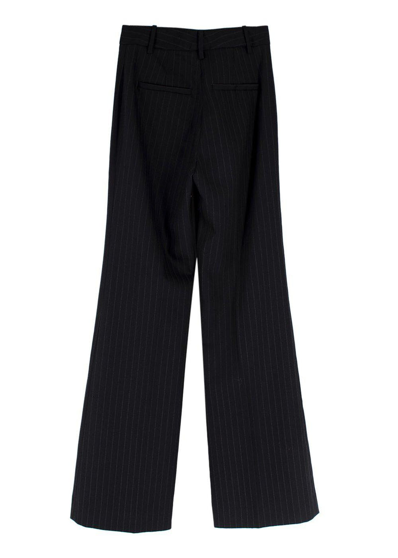 Nili Lotan Black Pinstripe Wide Leg Trousers