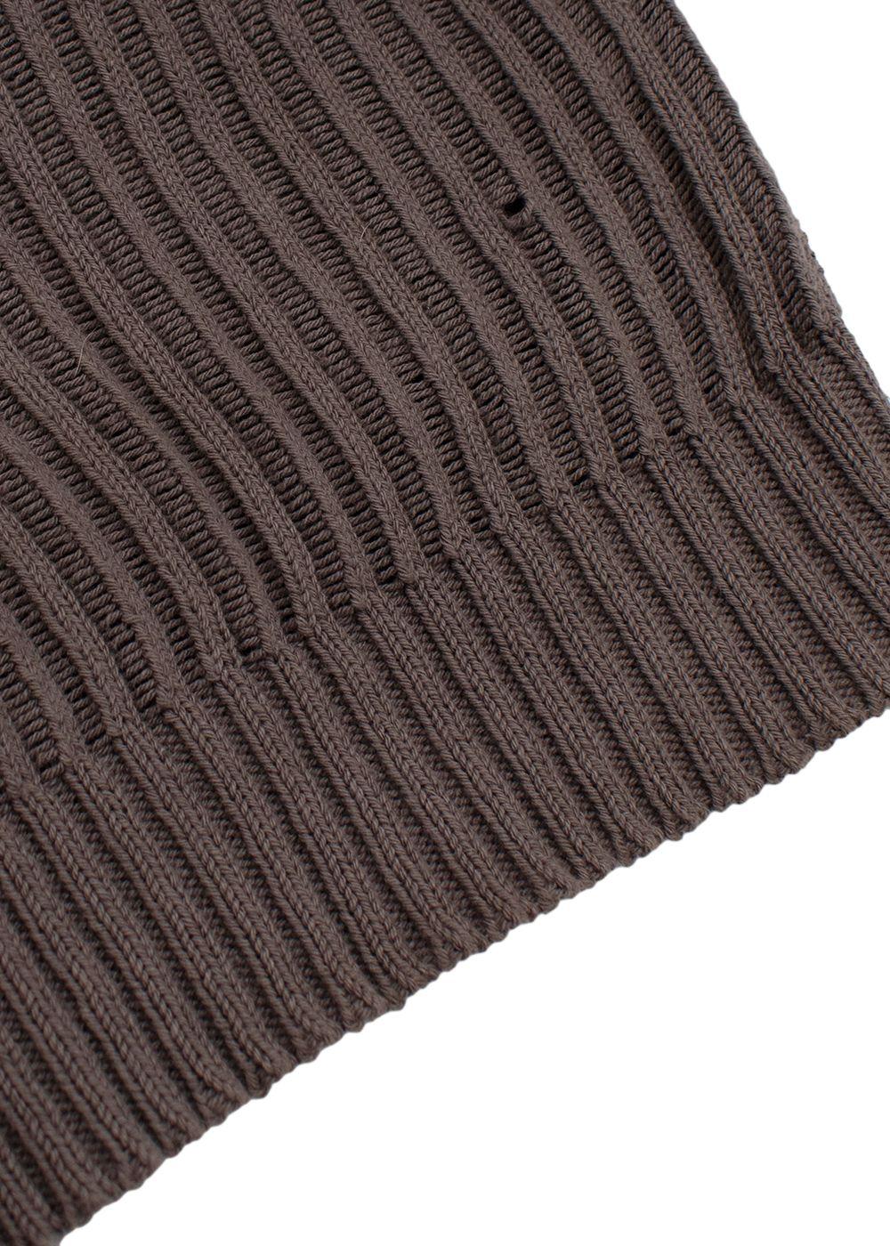 Rick Owens Brown Drop-Stitched Ribbed-Cotton Sweater