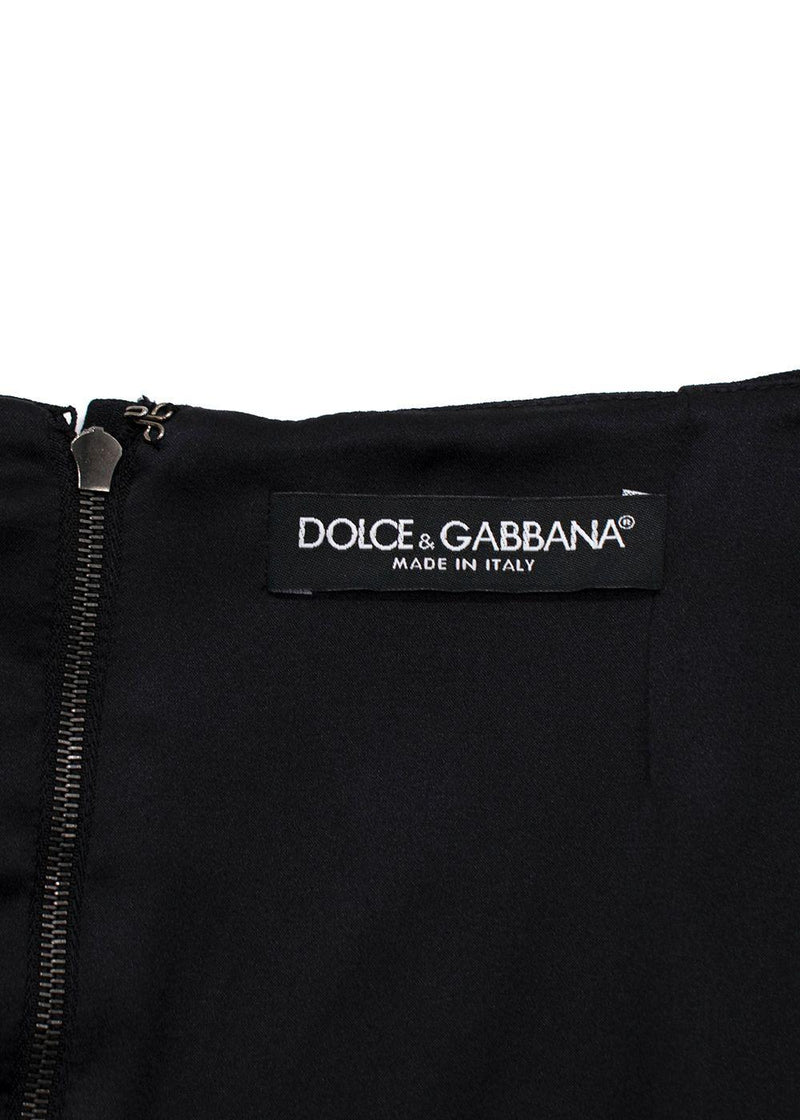 Dolce & Gabbana Black Cropped Sleeve Midi Dress