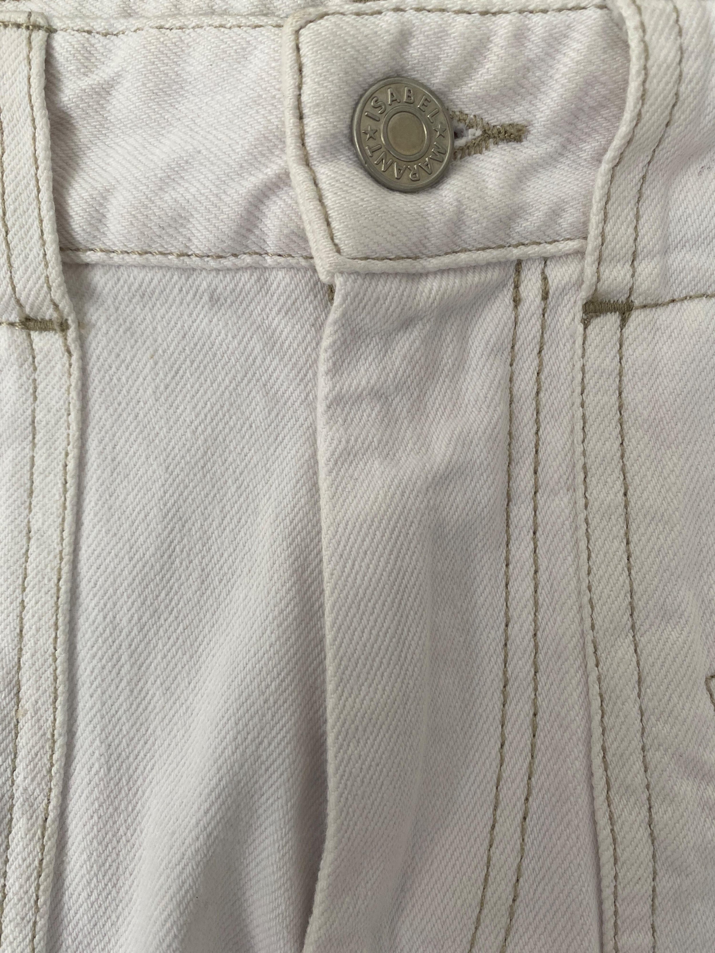 Contrast Stitch High Rise White Jeans