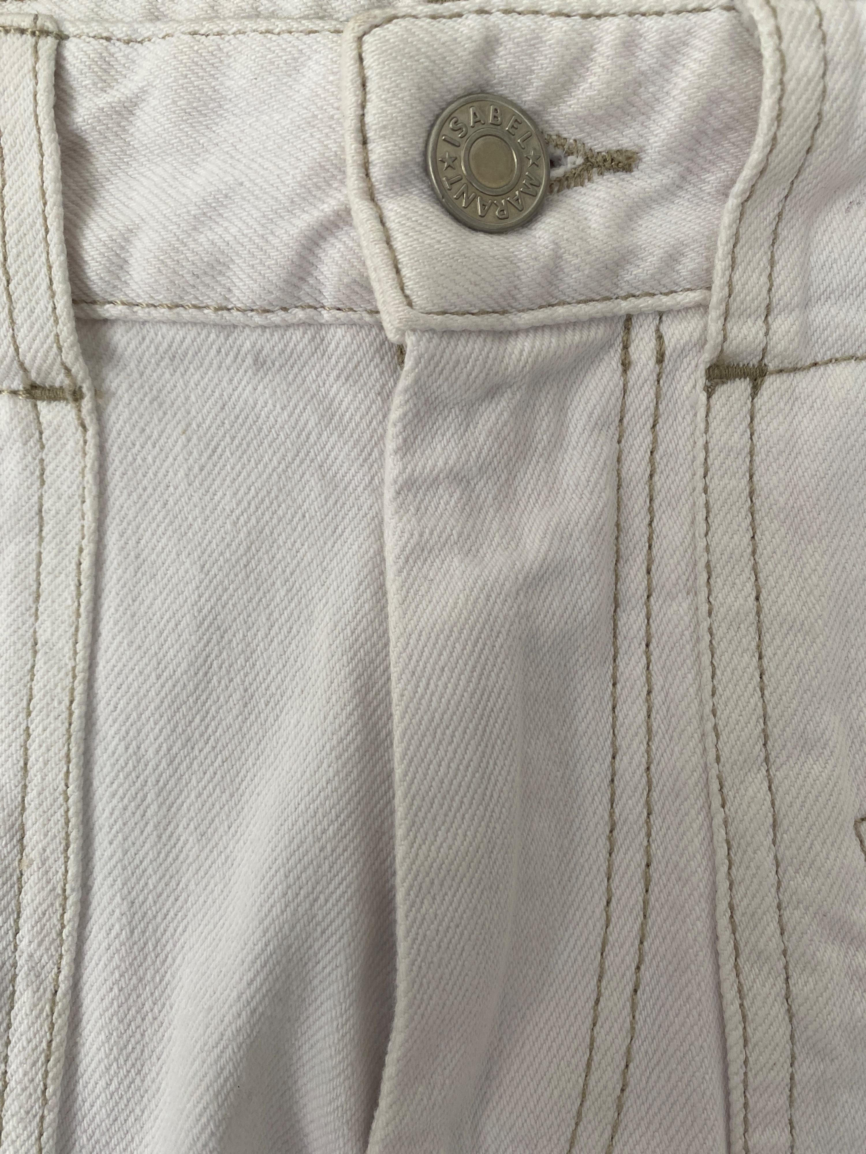 Contrast Stitch High Rise White Jeans