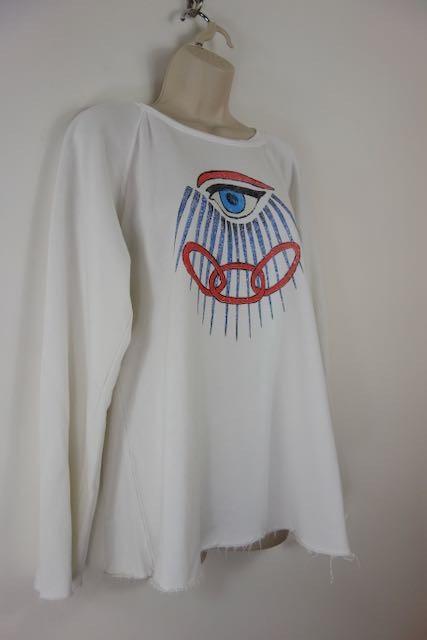 Ivory Evil Eye Print Cotton Jersey Sweatshirt