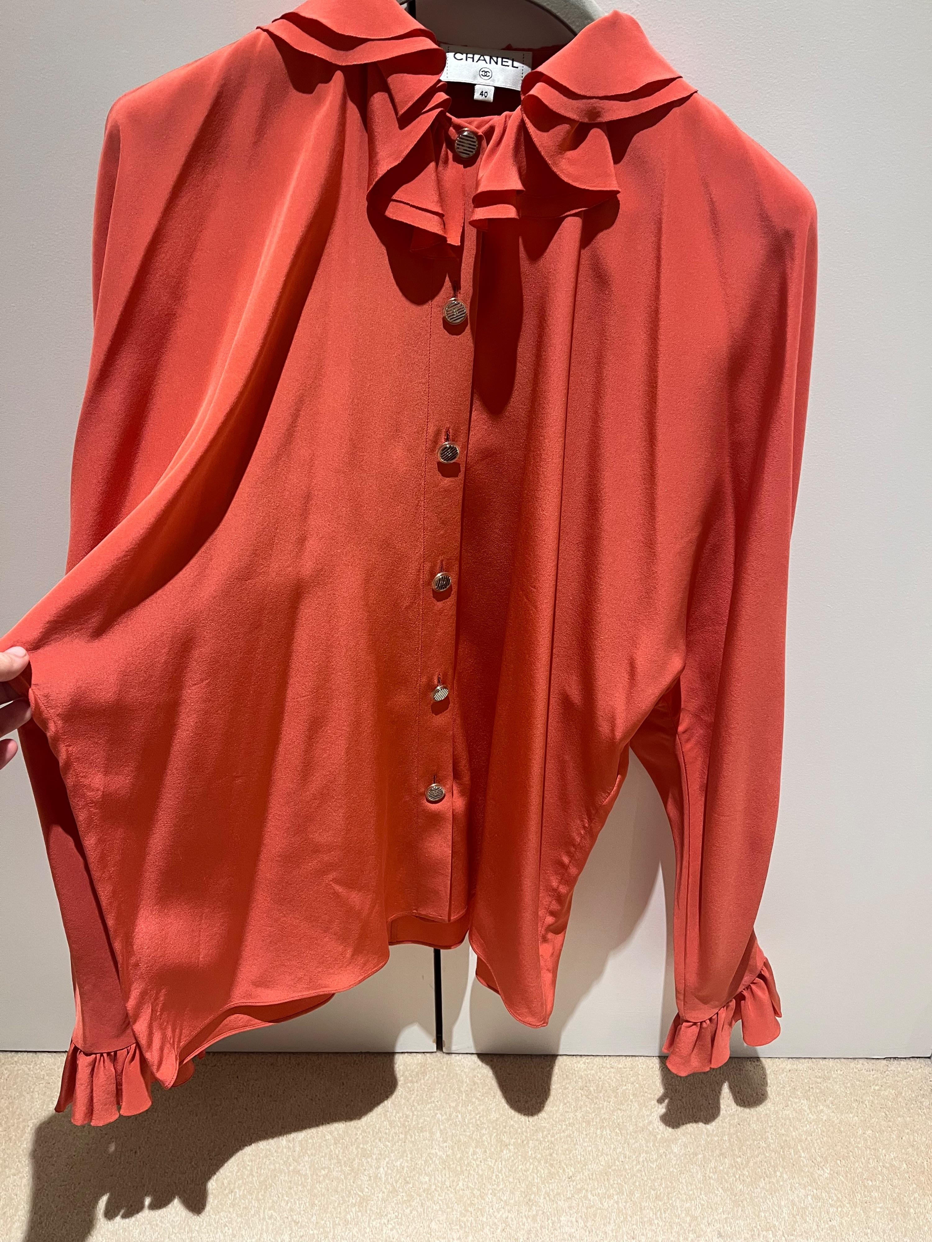Chanel Orange Silk Blouse 2020