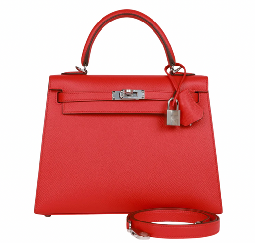 Rouge Rubis Sllier Epsom 25cms Kelly with Palladium Hardware