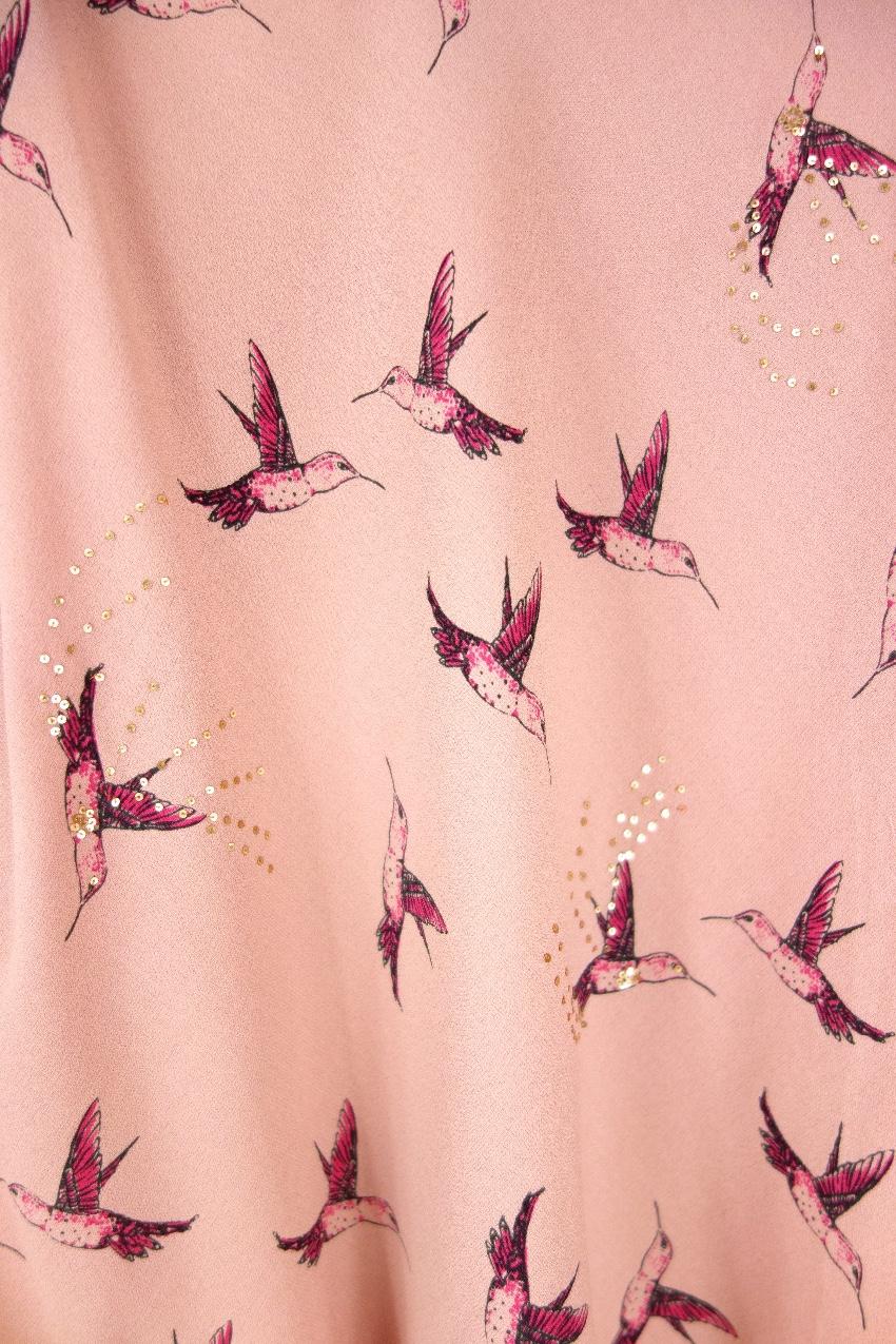 Temperley Pink Hummingbird Silk Top
