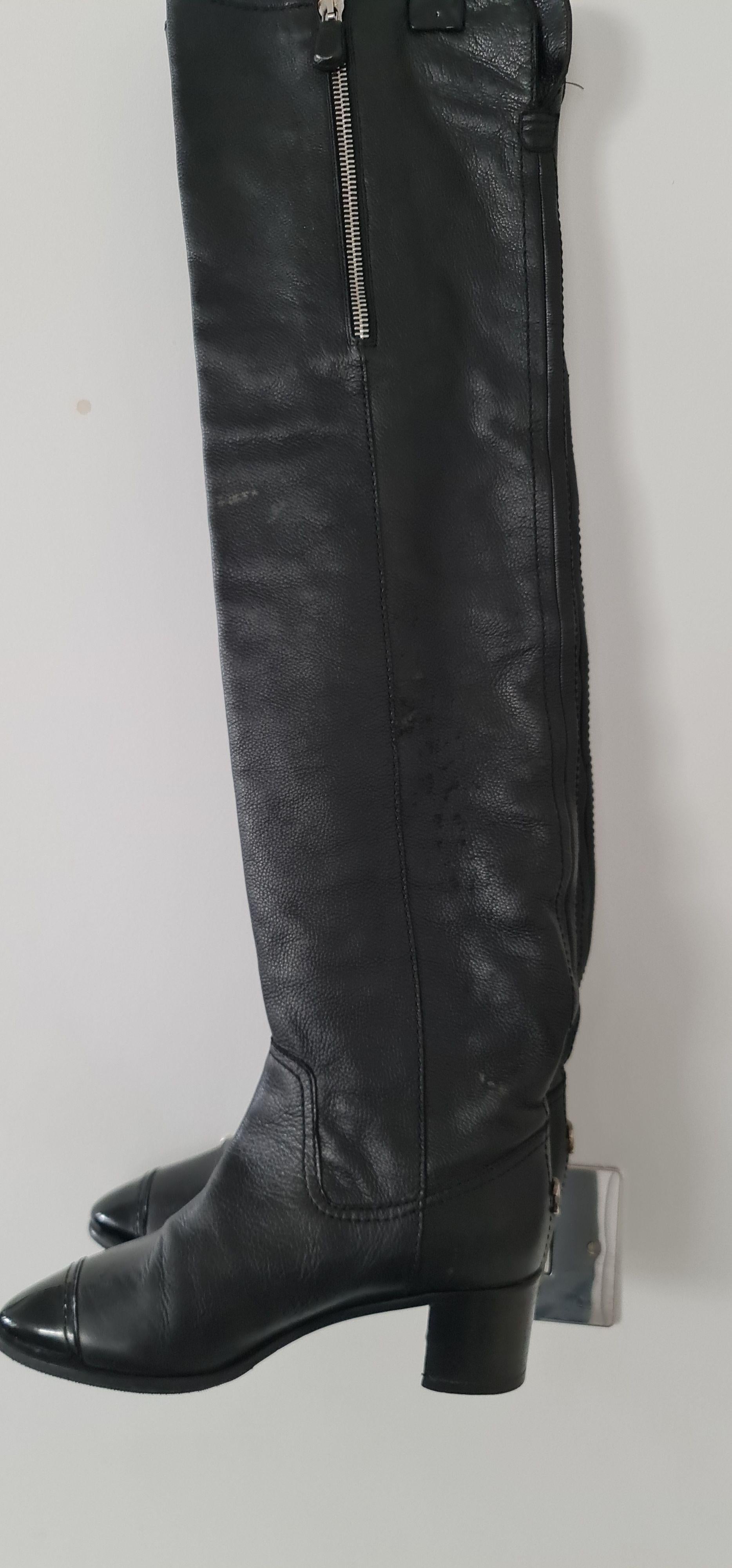 Black Leather Over The Knee Boots