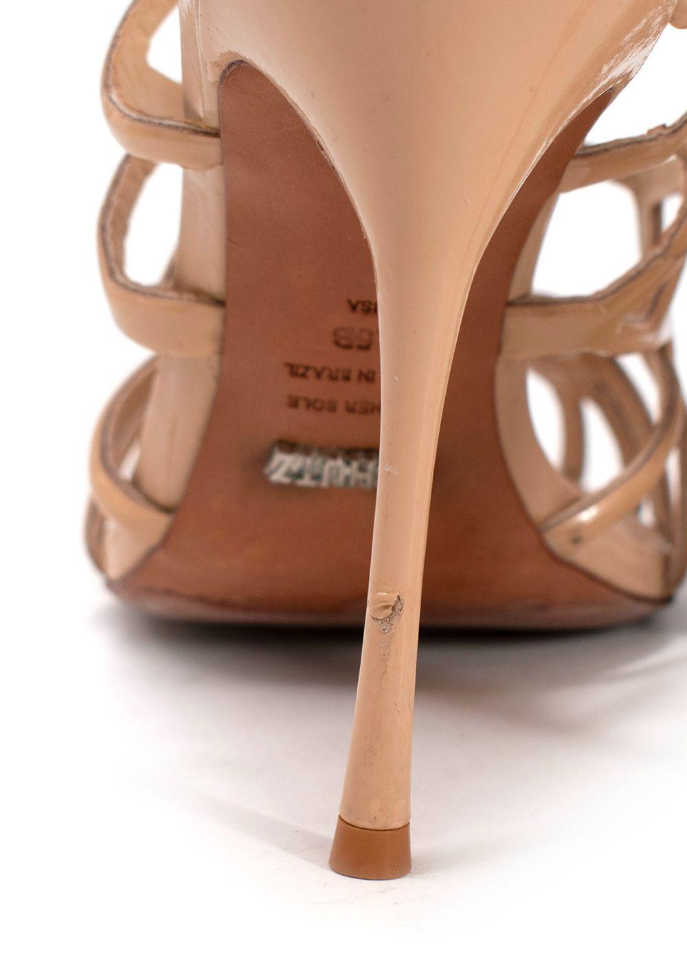 Schutz Beige Caged Cut Out Stiletto Heels