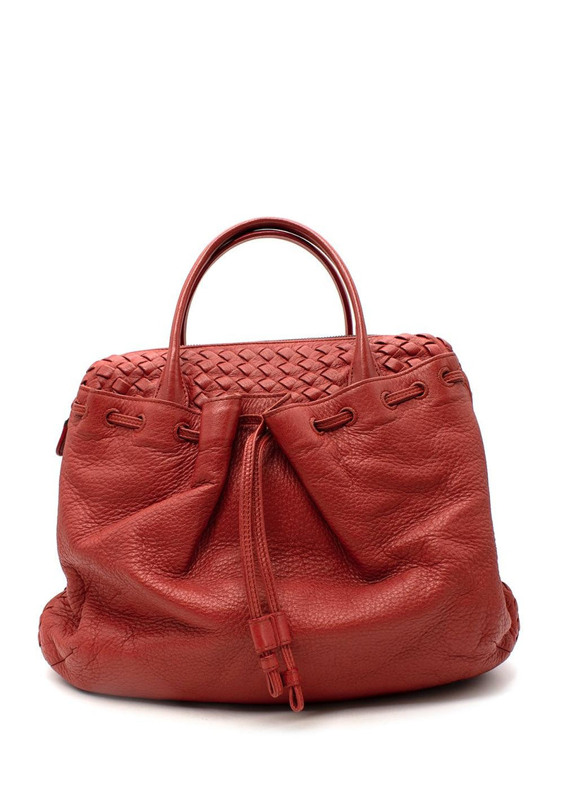 Red Leather Intrecciato Bag