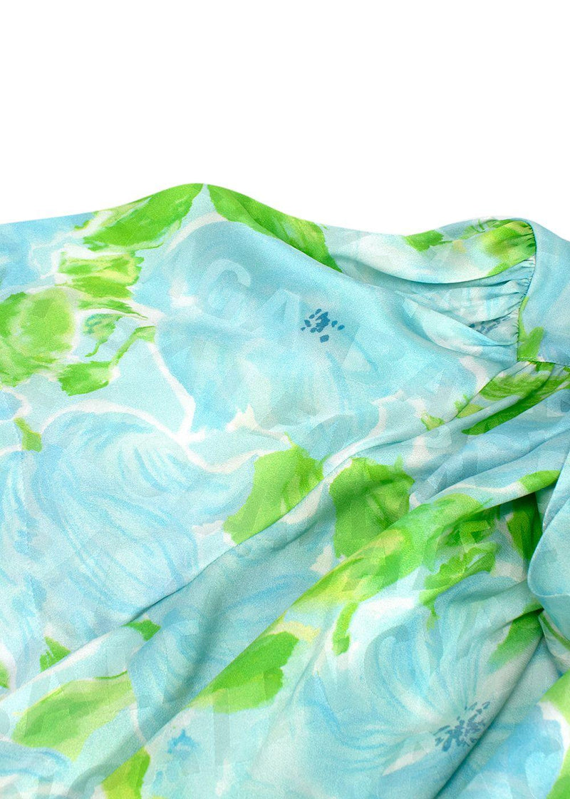 Balenciaga Blue and Green Silk Blouse