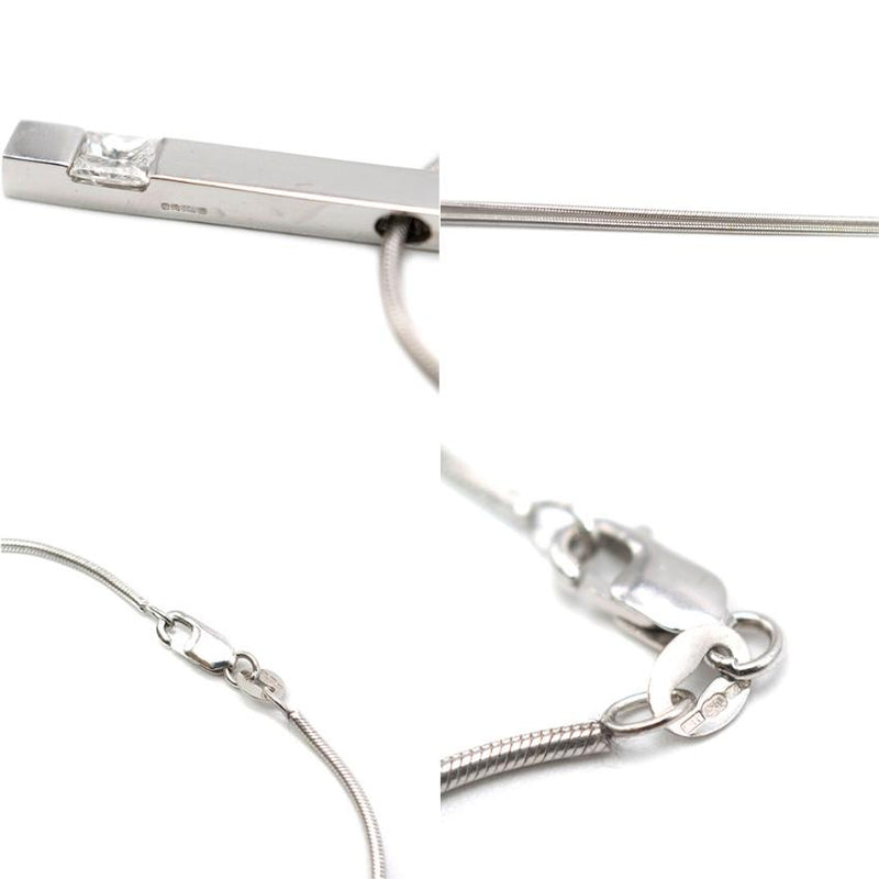 Bespoke 18ct White Gold Single Bright White Diamond Bar Pendant