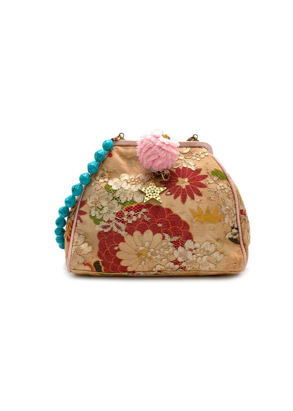 Vintage Embellished Cream Lace Handbag