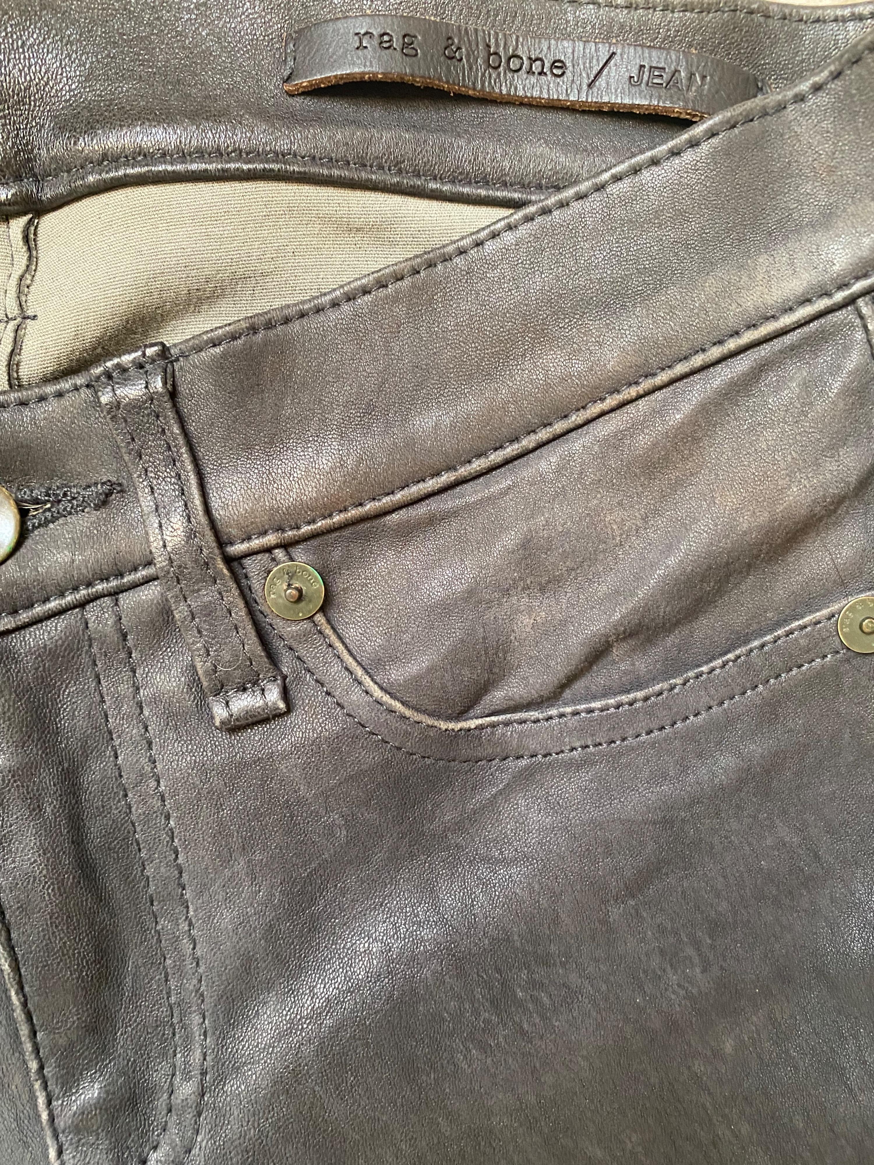 Grey Stretch Leather Trousers