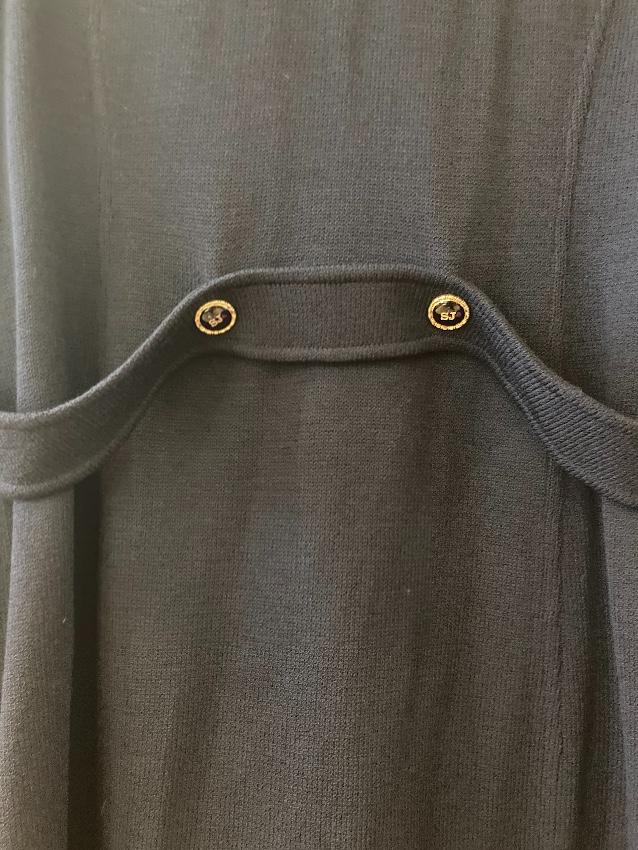 St John black 3/4 length gold SJ button detail coat