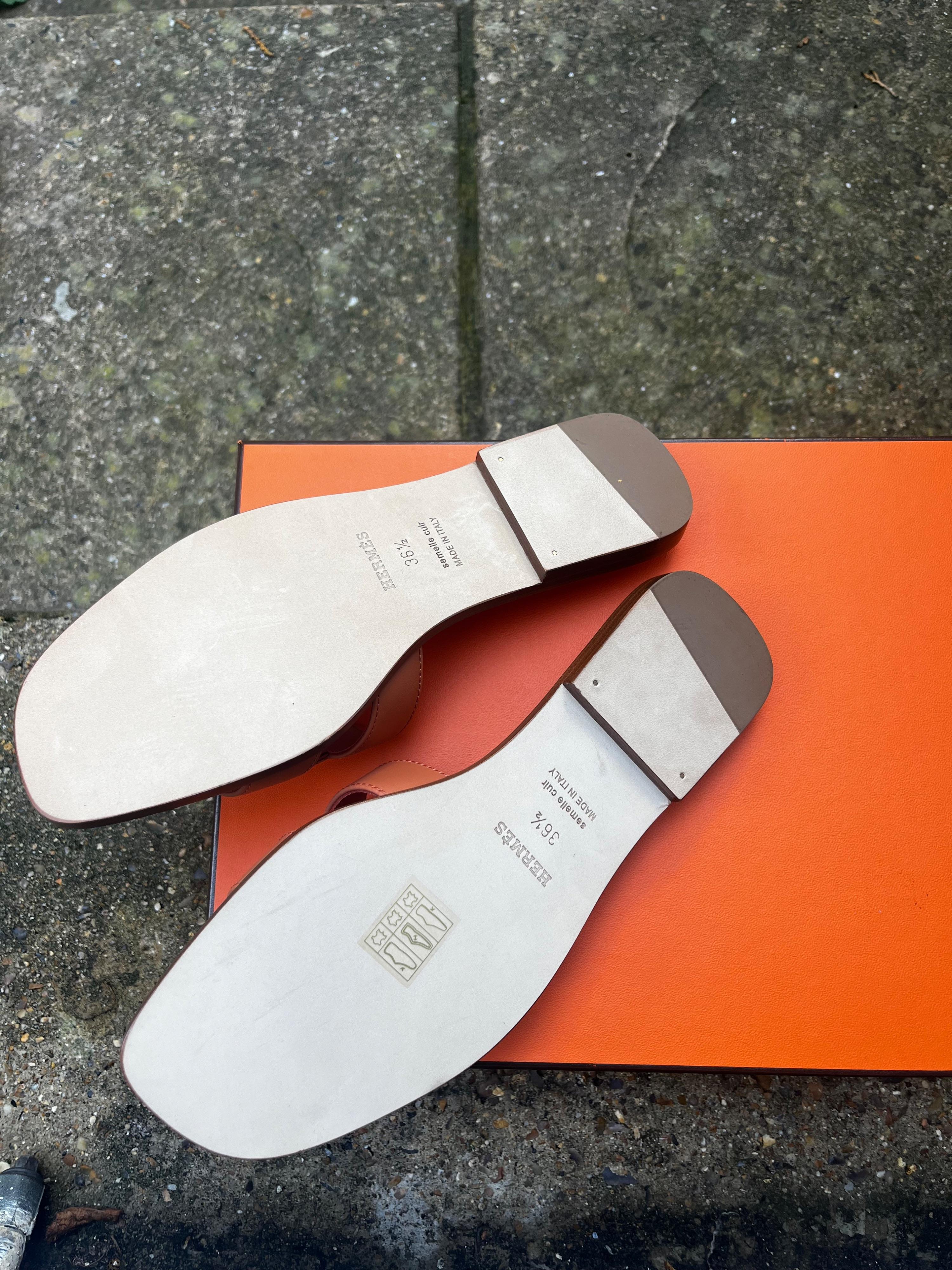 Hermes Orange Terracotta Oran Sandals
