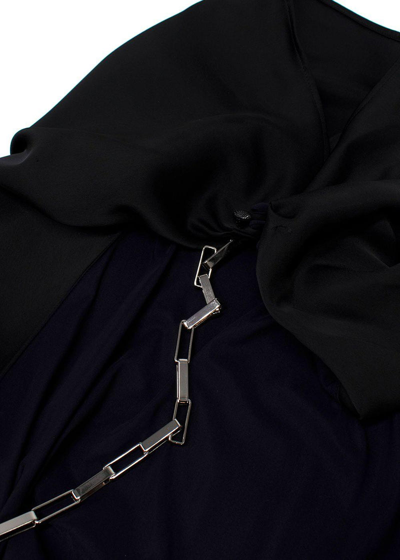 The Attico Black Chain Embellished Open-Back Satin Gown