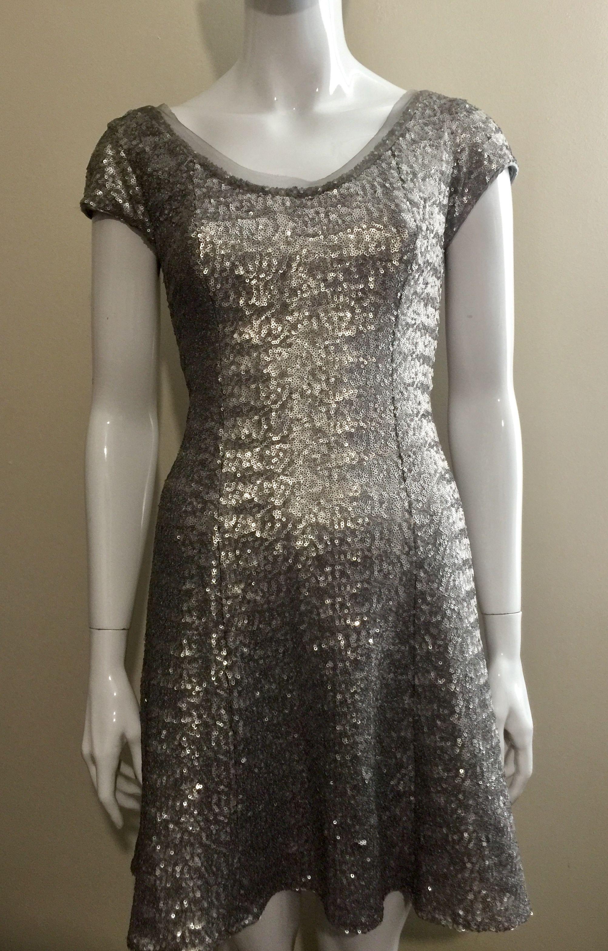 Silver sequin skater dress