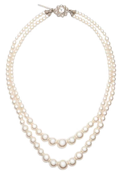Alessandra Rich Double String Faux Pearl Necklace