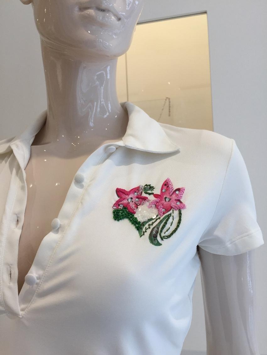Blumarine Hand Painted & Embroidered Floral Top