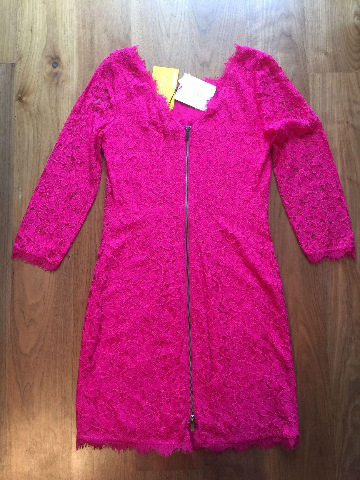 Hot-Pink Corded Lace Dress
