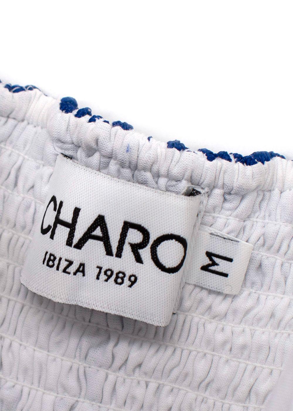 Charo Ruiz Nissy Blue and White Midi Dress